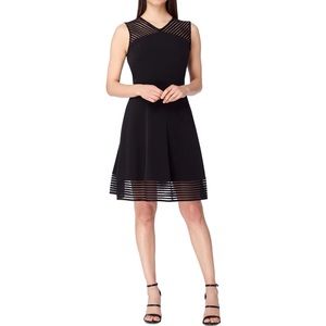 Like New Tahari Arthur S Levine Petite Sleeveless Fit & Flare Black Dress